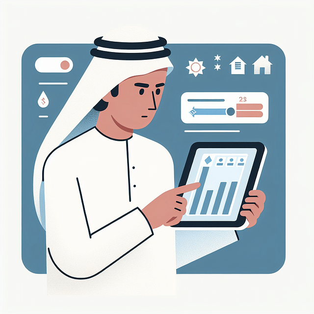 person analyzing energy usage data on a tablet