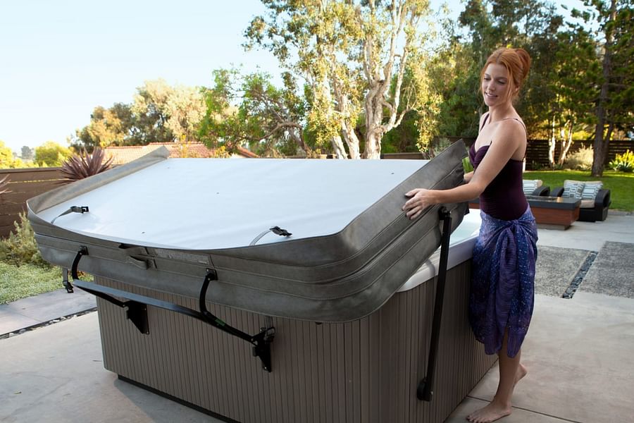 space-saving hot tub cover lift