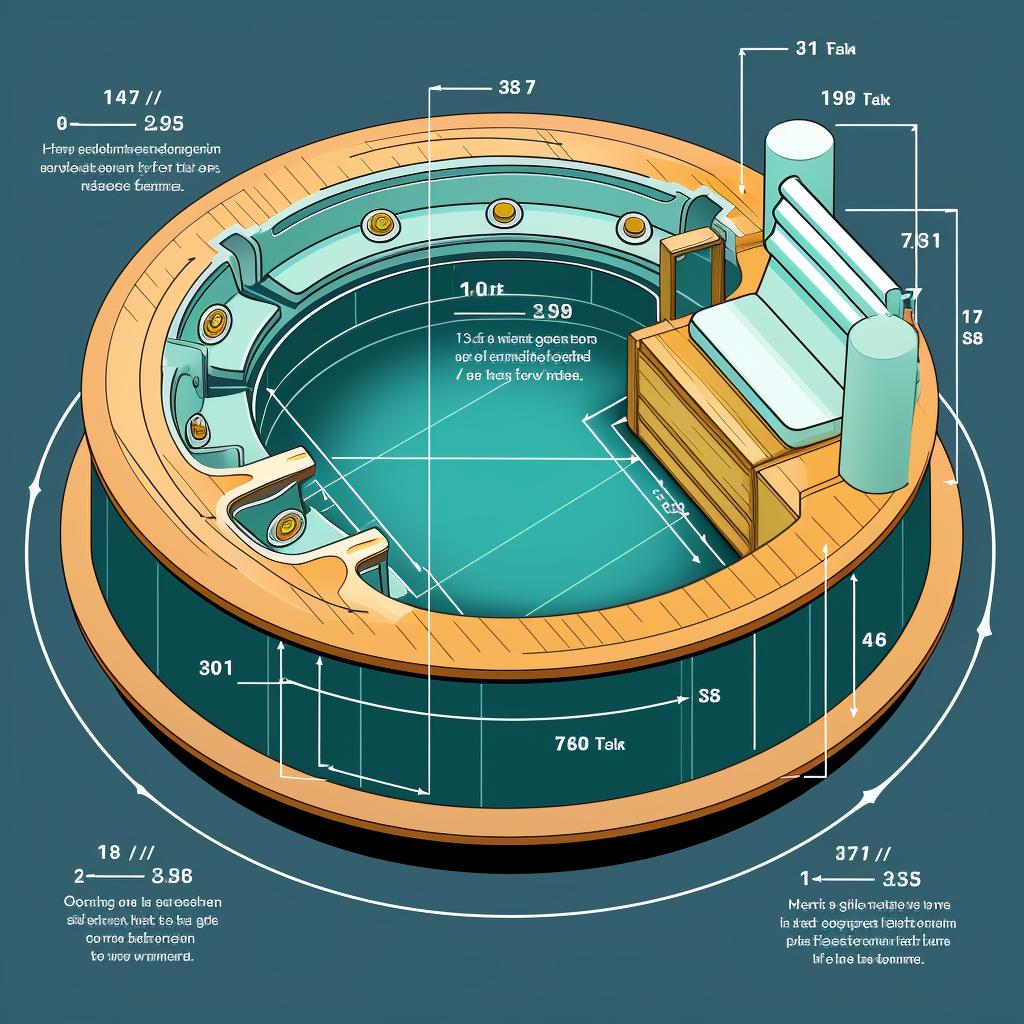 A diagram showing the total space needed for a hot tub, including the hot tub dimensions and clearance