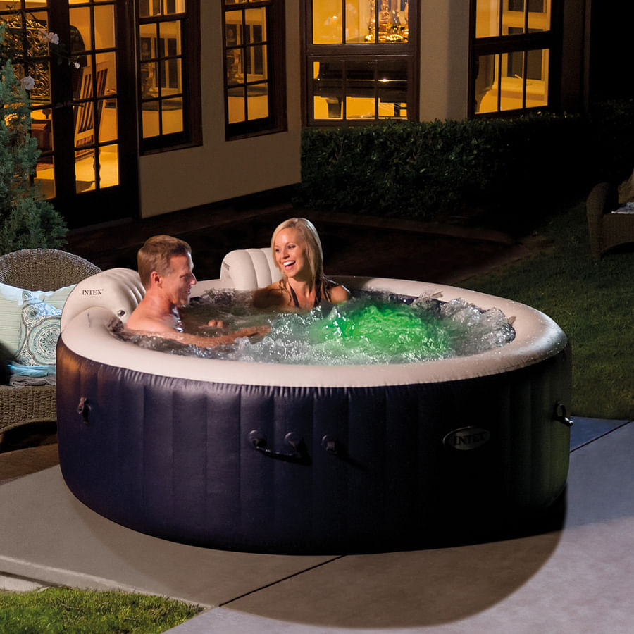 Unboxed Intex hot tub with all accessories displayed
